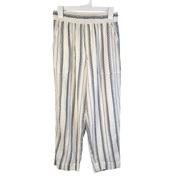Madewell Lightspun Pull On Balloon Pants Women's XS Antique Cream Black Stripe - Picture 1 of 9
